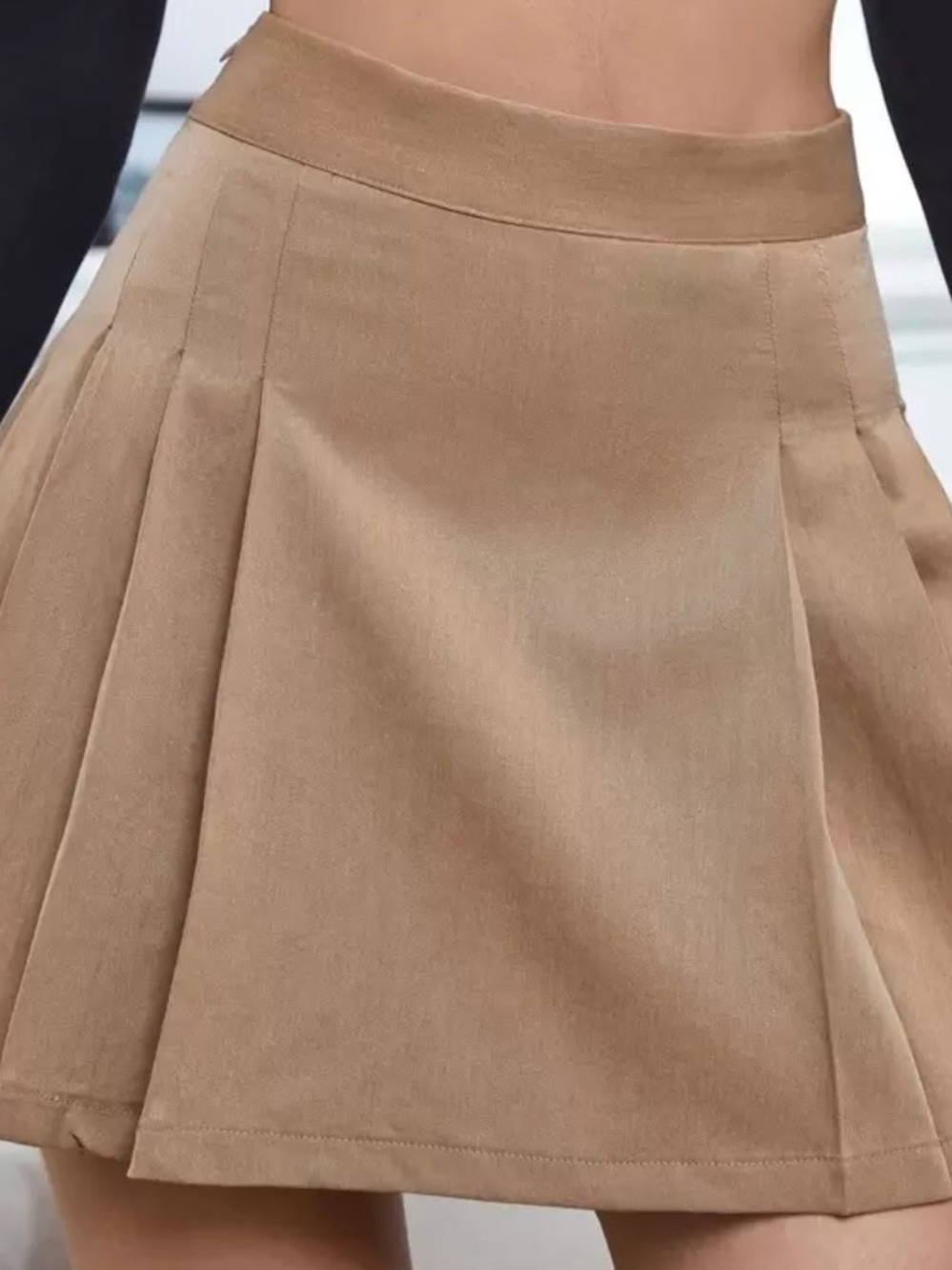 High-Waist A-Line Mini Skirt in Tan